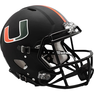 University of Miami Hurricanes Authentic Black Miami Nights Speed Football Helmet
