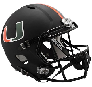 University of Miami Hurricanes Replica Black Speed Football Helmet